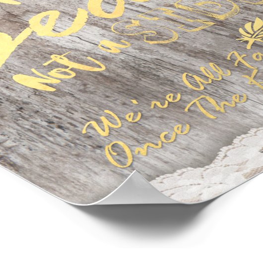 Rustikaler Holzblitz Pick a Seat not a Side Weddin Poster (Ecke)