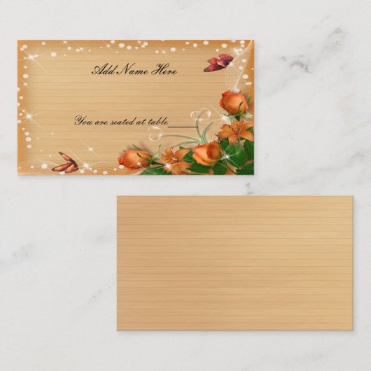 Rustikaler Holzblütenschmetterling-Hochzeitstisch Platzkarte (Vorne/Hinten)