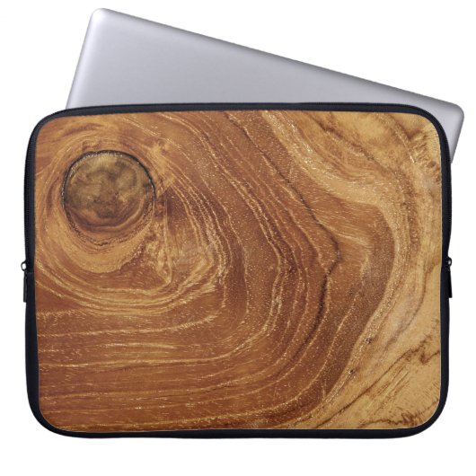 Rustikaler Holzbraun Teak Holz Holzkorn Textur Laptopschutzhülle (Vorderseite)
