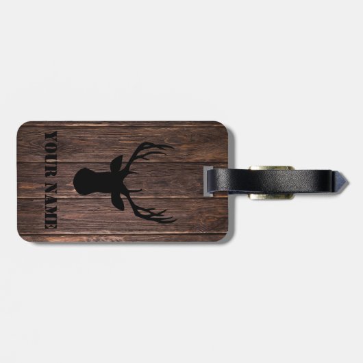 Rustikaler Holzbuck Holzmuster Name Gepäckanhänger (Rückseite horizontal)