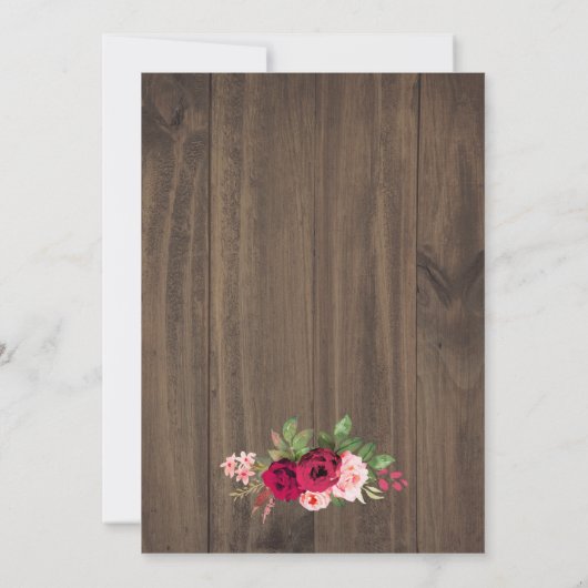 Rustikaler Holzbügel mit Vintagen Blumenleuchten Einladung (Rückseite)