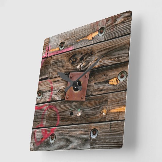 Rustikaler Holzdraht Quadratische Wanduhr (Winkel)