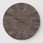 Rustikaler Holzeffekt braun Große Wanduhr (Vorderseite)