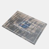 Rustikaler Holzeffekt des Beach House White Name B Fußmatte (Schrägansicht)