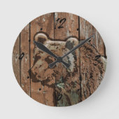 Rustikaler hölzerner Bär Runde Wanduhr (Vorderseite)