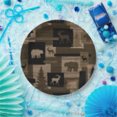 Rustikaler hölzerner Bärnelchmuster-Papier-Teller Pappteller (Party)