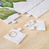 Rustikaler hölzerner blauer Hydrangea verbindet Puzzle (Seite)