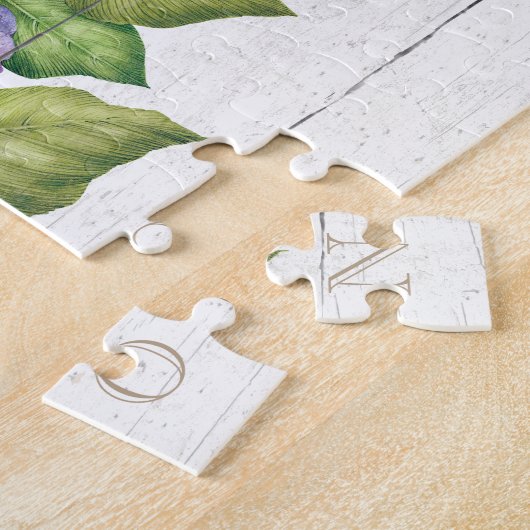 Rustikaler hölzerner blauer Hydrangea verbindet Puzzle (Seite)