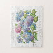 Rustikaler hölzerner blauer Hydrangea verbindet Puzzle (Vertikal)