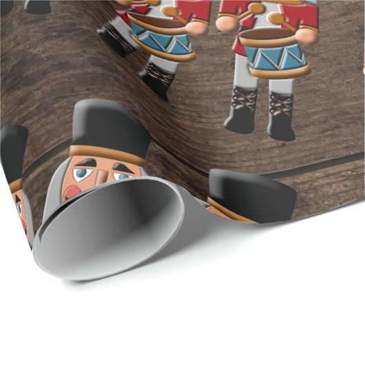 Rustikaler hölzerner Land-Weihnachtsnussknacker Geschenkpapier (Rolleneckpunkt)