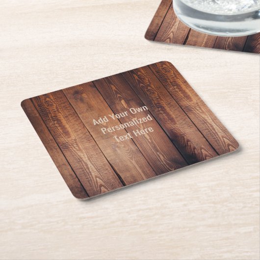 Rustikaler hölzerner personalisierter Text Rechteckiger Pappuntersetzer (angewinkelt)