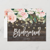 rustikaler hölzerner rosa Blumenwille sind Sie Ankündigungspostkarte (Vorne/Hinten)