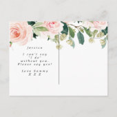 rustikaler hölzerner rosa Blumenwille sind Sie Ankündigungspostkarte (Rückseite)