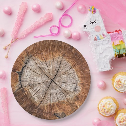 Rustikaler hölzerner Stamm-WegwerfpapierTeller Pappteller (Party)