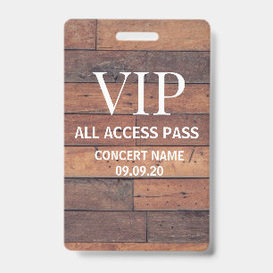 Rustikaler hölzerner VIP-All-Access-Pass mit indiv Ausweis