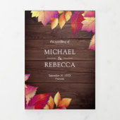 Rustikaler Holzfall Herbst lässt alles in einer Ho Dreifach Gefaltete Einladung (Cover)