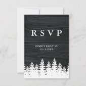 Rustikaler Holzfall Herbst Winter Hochzeit QR Code RSVP Karte (Vorderseite)