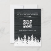 Rustikaler Holzfall Herbst Winter Hochzeit QR Code RSVP Karte (Rückseite)