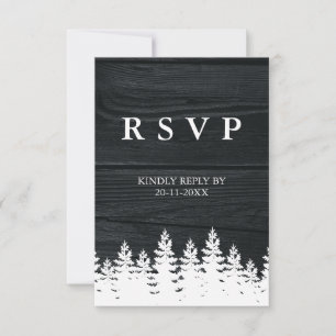 Rustikaler Holzfall Herbst Winter Hochzeit QR Code RSVP Karte