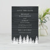 Rustikaler Holzfall Herbst Winter Hochzeit QR Code Save The Date (Stehend Vorderseite)