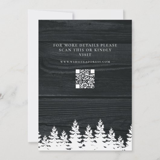 Rustikaler Holzfall Herbst Winter Hochzeit QR Code Save The Date (Rückseite)