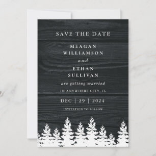 Rustikaler Holzfall Herbst Winter Hochzeit QR Code Save The Date