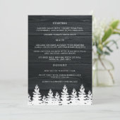Rustikaler Holzfall Herbst Winter Hochzeitstisch Menükarte (Stehend Vorderseite)