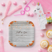 Rustikaler Holzfall in Liebe-Streichellichtquälen Pappteller (Party)