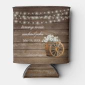 Rustikaler Holzfass mit weißen Blume Dosenkühler (Vorderseite)