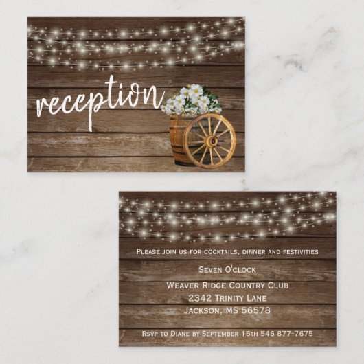 Rustikaler Holzfass und weiße Blume Begleitkarte (Vorne/Hinten)