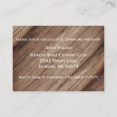 Rustikaler Holzfass und weiße Blüte - Empfang Begleitkarte (Rückseite)