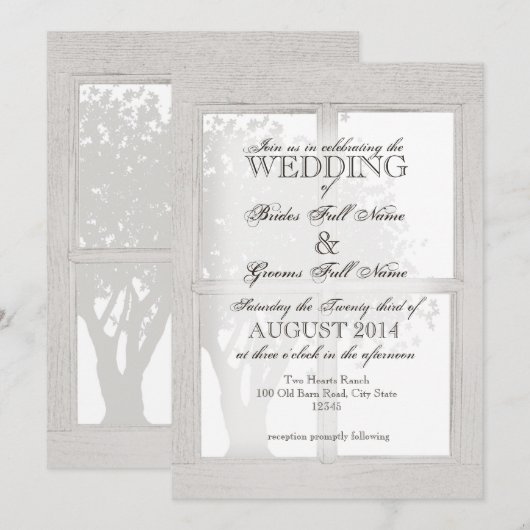 Rustikaler Holzfenster Einladung (Vorne/Hinten)