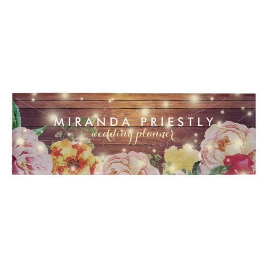 Rustikaler Holzflorenleuchter Hochzeitsplaner Namenschild (Vorderseite)