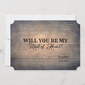 Rustikaler Holzfuß Bridesmaid / Trauzeugin Einladung (Rückseite)