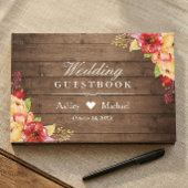 Rustikaler Holzherbst lässt Blumenhochzeit Gästebuch