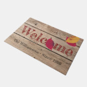Rustikaler Holzherbst lässt Individuelle Name will Fußmatte (Schrägansicht)