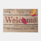Rustikaler Holzherbst lässt Individuelle Name will Fußmatte (Vorderseite)