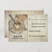 Rustikaler Holzherzenbaum Hochzeitskarten RSVP Karte (Vorne/Hinten)