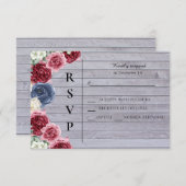 Rustikaler Holzhintergrund mit Blume RSVP Karte (Vorne/Hinten)