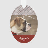 Rustikaler Holzhund Foto Holiday Keepake Ornament (Vorderseite)