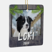 Rustikaler Holzhund Foto Weihnachtsgebäck Keramikornament (Rechts)