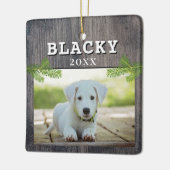 Rustikaler Holzhund Foto Weihnachtskuchen Ceram Keramikornament (Links)