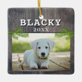 Rustikaler Holzhund Foto Weihnachtskuchen Ceram Keramikornament (Vorderseite)