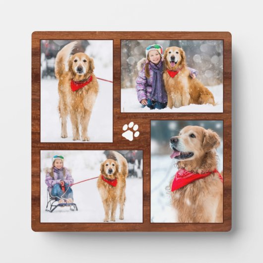 Rustikaler Holzhund Lover Foto Collage Fotoplatte (Vorderseite)