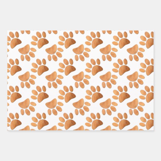 Rustikaler Holzhund Pawprint Geschenkpapier Set (Vorderseite 3)