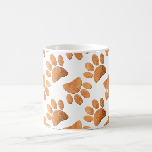 Rustikaler Holzhund Pawprint Kaffeetasse (Mittel)