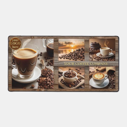 Rustikaler Holzkaffee FotoCollage Schreibtischunterlage (Vorderseite)