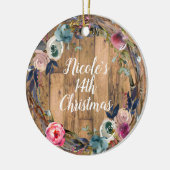 Rustikaler Holzklebedraht Personalisiert Keramikornament (Links)