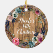 Rustikaler Holzklebedraht Personalisiert Keramikornament (Hinten)