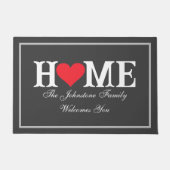 Rustikaler Holzkohlename Coole Liebe Unsere Zuhaus Fußmatte (Vorderseite)